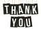 THANK YOU Word on Black Tags on White Background