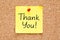 Thank You On Yellow Sticky Note