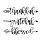 Thankful Grateful Blessed - Inspirational Thanksgiving day handwritten quote