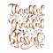 Thankful Grateful Blessed - Inspirational Thanksgiving day handwritten quote, lettering message.