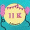 Thanks 11000, 11K subscribers with balloons and flags. for social network friends, followers, web user Thank you celebrate of subs