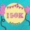 Thanks 150000, 150K subscribers with balloons and flags. for social network friends, followers, web user Thank you celebrate of su