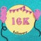 Thanks 16000, 16K subscribers with balloons and flags. for social network friends, followers, web user Thank you celebrate of subs