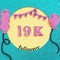 Thanks 19000, 19K subscribers with balloons and flags. for social network friends, followers, web user Thank you celebrate of subs