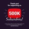 Thanks 500k subscribers celebration background design. 500 thousands subscriber vector template for web post or social media story