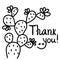 Thanks card with Cactus succulent and text. Hand draw black graphic illustration