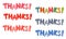Thanks colorful lettering with polka dot pattern