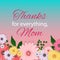 Thanks for everything, Mom. Happy Mother s Day Cute Background with Flowers. Vector Illustration