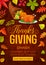 Thanks Giving Dinner vector flyer with cornucopia