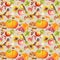 Thanks giving seamless background - birds, fruits, vegetables - pumpkin, apples, grape , autumn leaves. Vintage