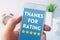 Thanks for rating message on smartphone screen