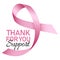 Thanks for support breast cancer logo, realistic style