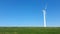 Thanksgiving against the blue sky. Windmill park in the lake IJsselmeer in Flevoland Netherlands. View from the car