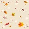 Thanksgiving autumn background with maple leaves red ripe berries good design for holiday wrap on light background