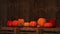 Thanksgiving autumn pumpkins empty wood background