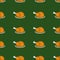 Thanksgiving autumnal seamless pattern with roasted turkeys on a plate, green background