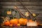 Thanksgiving autumnal still life with pumpkins