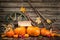 Thanksgiving autumnal still life with pumpkins