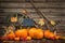 Thanksgiving autumnal still life with pumpkins