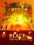 Thanksgiving background with space for text. Banners with autumn leaves and pumpkins, rowan, maple leaves, wooden banner.