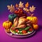 Thanksgiving background with typical food and decoration