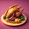 Thanksgiving background with typical food and decoration