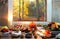 Thanksgiving background with window space