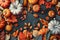 Thanksgiving Banner, Fruit and vegetable in thanksgiving day soft blurred background