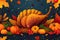 Thanksgiving Banner, Fruit and vegetable in thanksgiving day soft blurred background