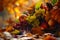 Thanksgiving Banner, Fruit and vegetable in thanksgiving day soft blurred background
