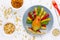 Thanksgiving breakfast idea for kids pear colorful pepper turkey