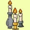 Thanksgiving Candle Centerpiece Colored Cartoon