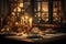 Thanksgiving candlelit dinner scene with elegant