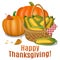 Thanksgiving card, poster, background with basket with corn