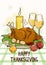 Thanksgiving card with roasted turkey bird