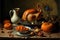 thanksgiving country dinner, Thanksgiving, Turkey. Generative AI