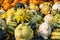 Thanksgiving day autumnal still life with pumpkins