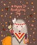 Thanksgiving day background with hedgehog. Thanksgiving party poster. Harvest festival