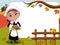 Thanksgiving day background pilgrim woman roast turkey horizontal frame