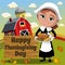 Thanksgiving day background square pilgrim woman traditional roast turkey