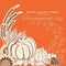 Thanksgiving day card with pumpkins and autumn decoration