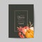 Thanksgiving day greeting, invitation card, flyer, banner, poster template. Autumn pumpkin, flower, leaves