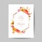 Thanksgiving day greeting invitation card, flyer, banner, poster template. Autumn pumpkin, flower, leaves