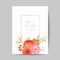 Thanksgiving day greeting invitation card, flyer, banner, poster template. Autumn pumpkin, flower, leaves floral