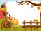 Thanksgiving day horizontal frame pilgrim turkey pumpkin
