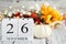 Thanksgiving Day November 26th Calendar Blocks with Autumn Decorations