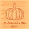 Thanksgiving Day in United States of America, Canada. Pumpkin, event name. Style of engraving
