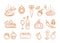 Thanksgiving dinner line icon set vector illustration