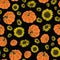 Thanksgiving doodle pumpkins, sunflower seamless pattern background design