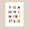 Thanksgiving fall greeting card, invitation. Thanks text with pumpkins, pear fruit, rainbow, colorful autumn leaves and